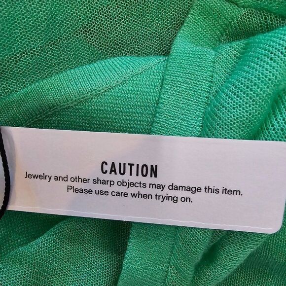 Express Women's Green Sheer Boat Neck Dolman Sleeve Cropped Sweater Size Medium - Picture 10 of 12